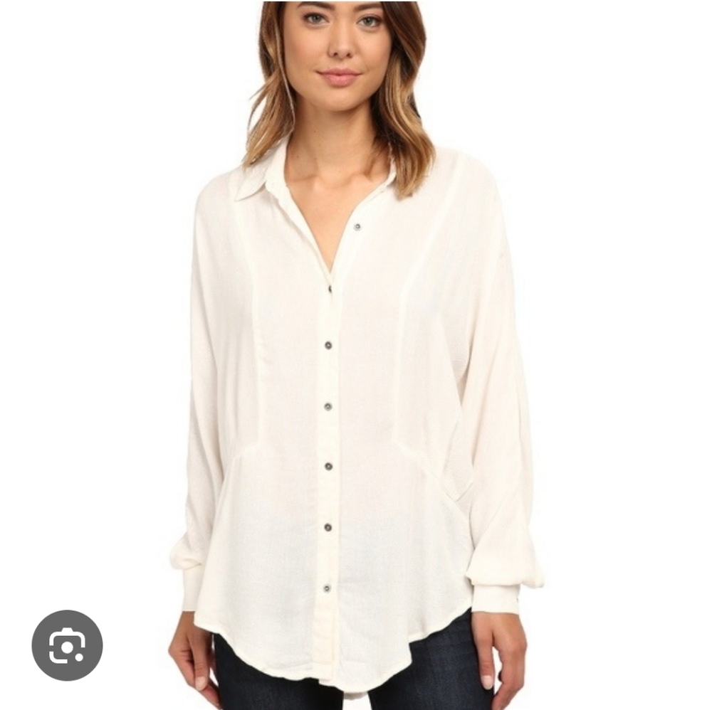 Free People oversized button down tunic Sz L
